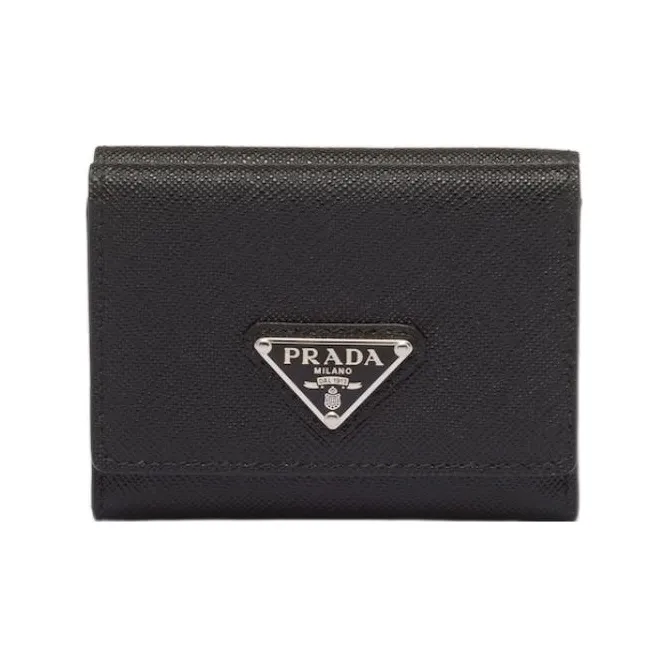 PRADA Saffiano Leather Wallet Trumpets Men's Black