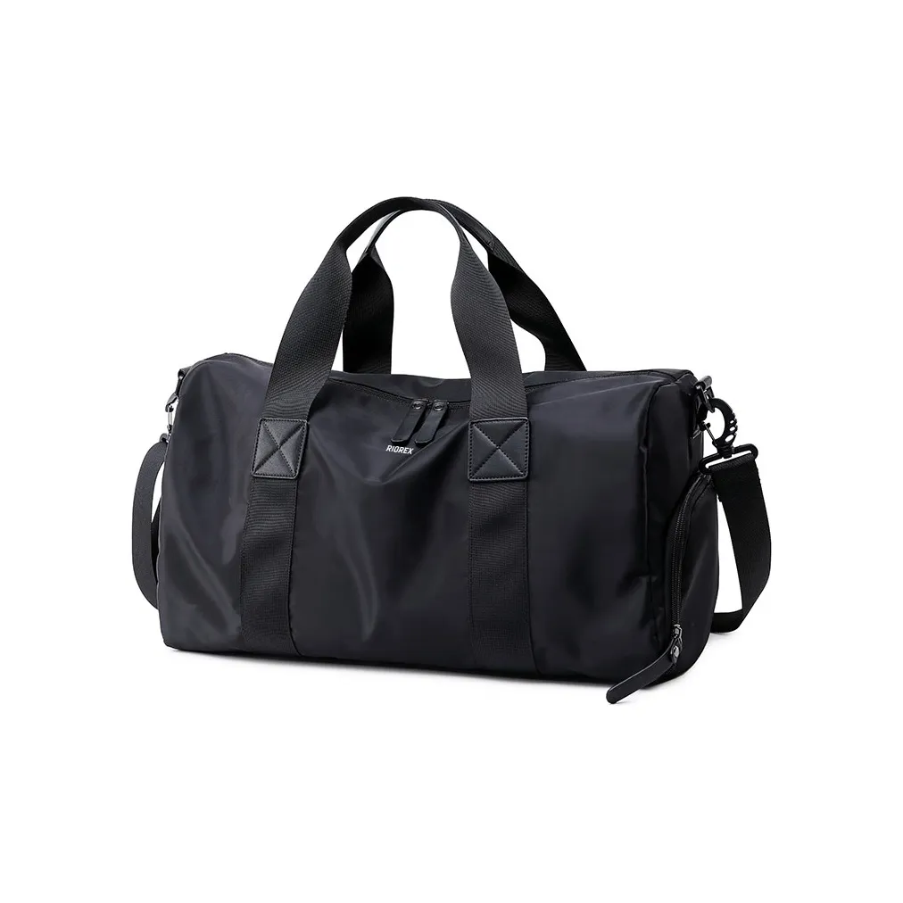 RIOREX Fabric Portable Gym Bag Backpack Luggage Bag Crossbody Bag Shoulder Bag Travel Bag Unisex Black