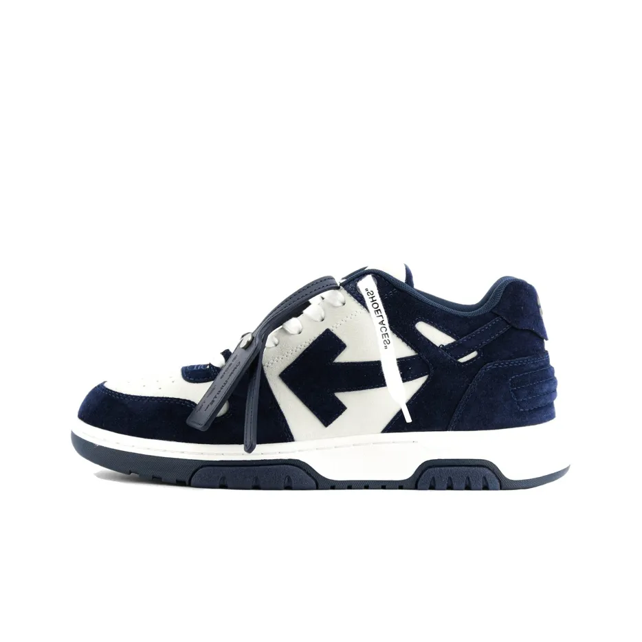 OFF WHITE Out Of Office Ooo Low Tops White Navy Blue Suede