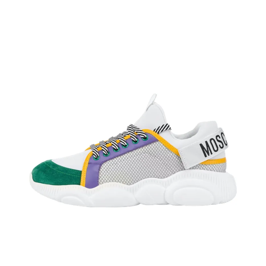 MOSCHINO Slip Resistant Low Top Sports Casual Shoes Men's White Gray Green