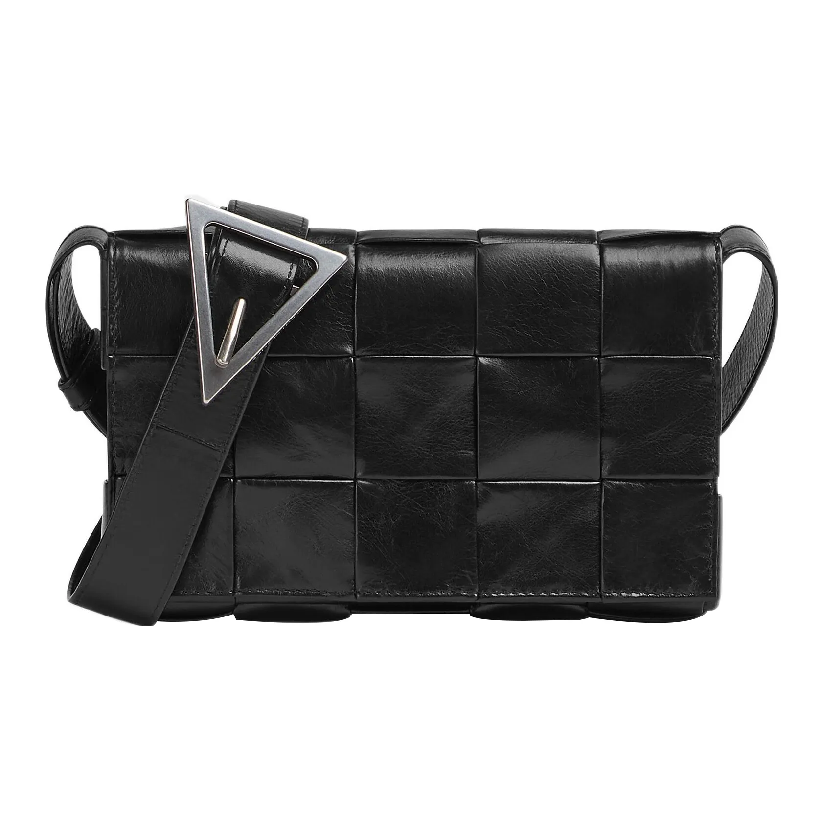 Bottega Veneta Cassette Intreccio Crossbody Bag Small Black