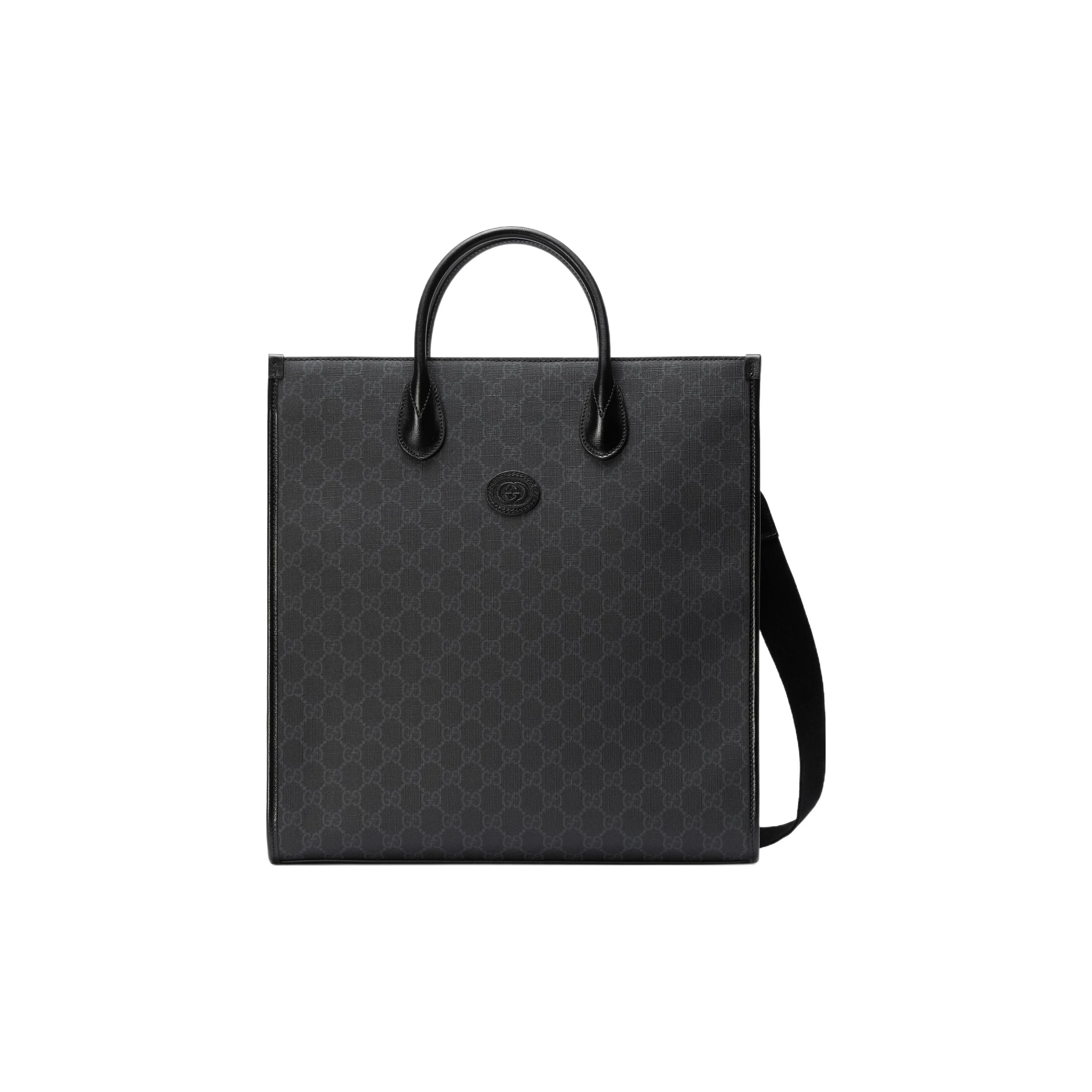 GUCCI GG Retro Series Leather Tote Bag, Shopping Bag, Shoulder Bag, Crossbody Bag, Handbag Medium Size Men's Black