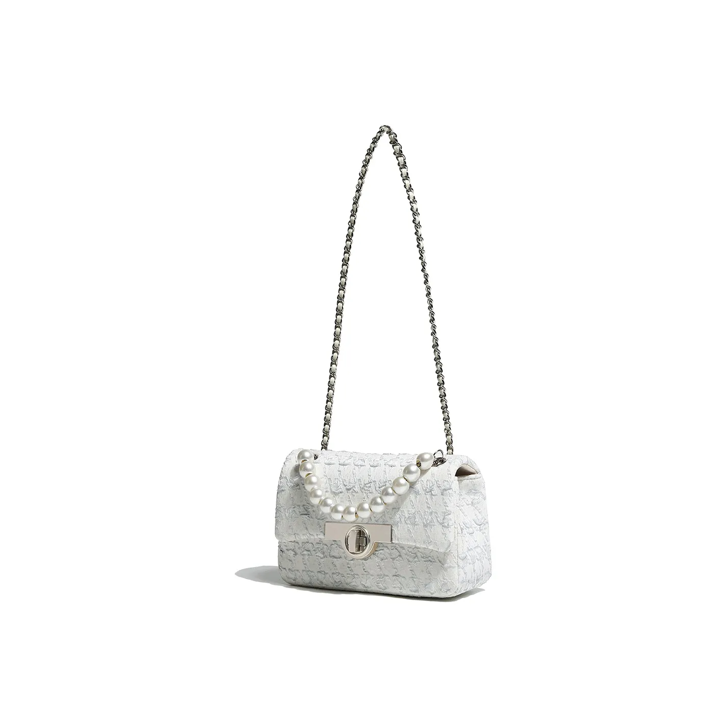 Miss Kung Woven Cotton Women's Brand Crossbody Bag, Women's Fall Winter Versatile Shoulder Bag Regular Women's White