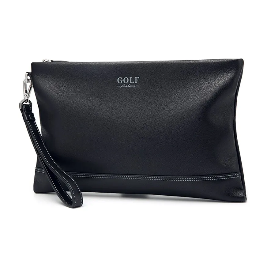 GOLF Подлинная коровья кожа запястный кошелек клатч средний мужской черный
