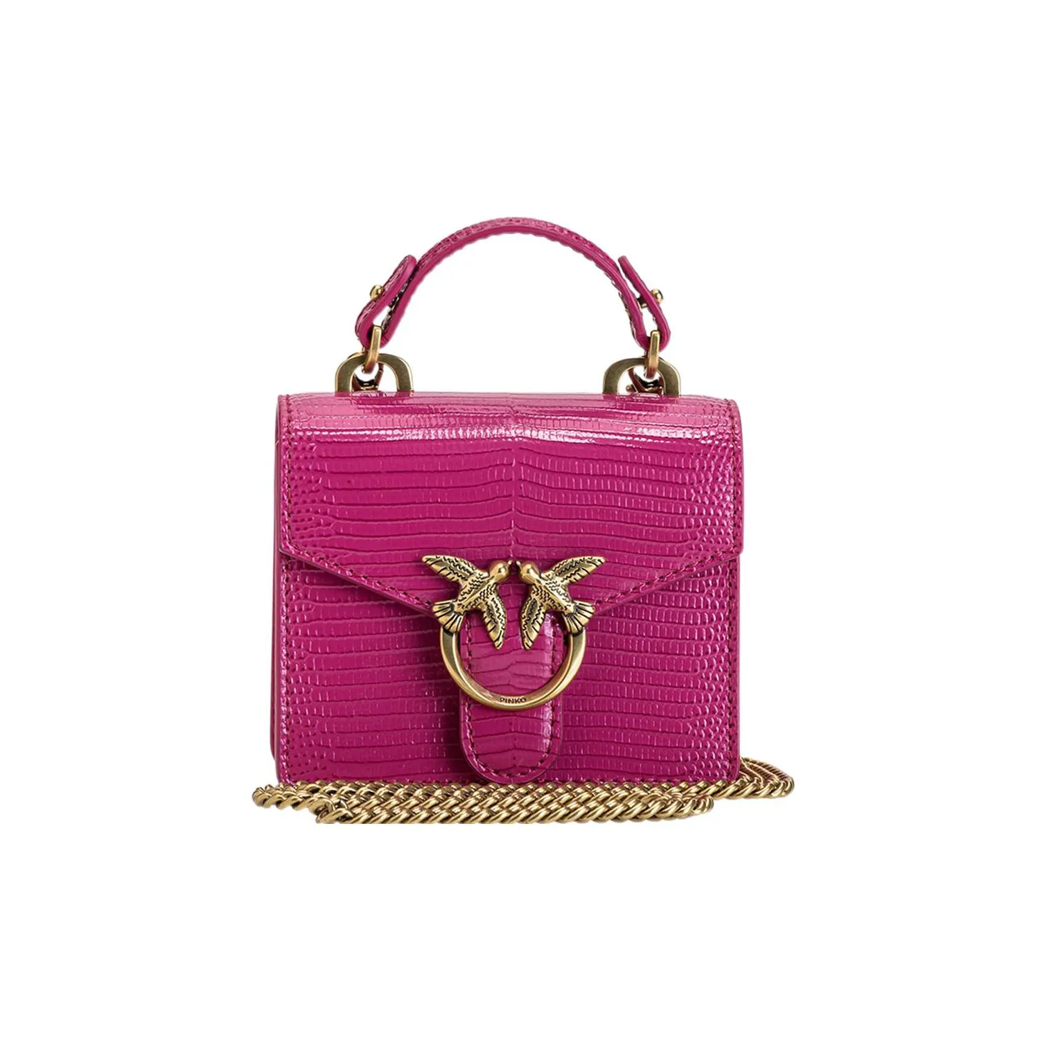 PINKO Cow Leather Flying Bird Swallow Bag Shoulder Bag Crossbody Bag Handbag Regular Women's Dark Pink