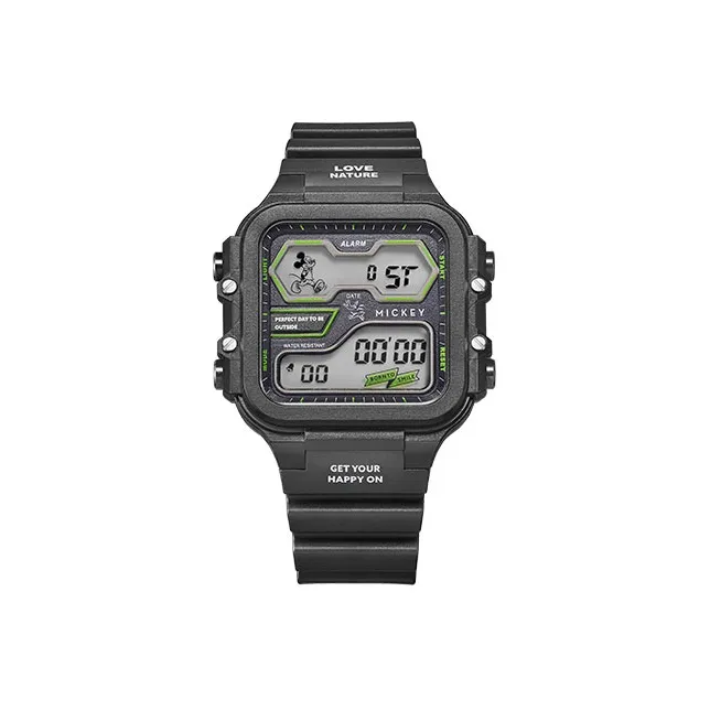 Disney Mickey Series Электронные Механические Часы Силиконовый Ремешок Унисекс Черный Циферблат