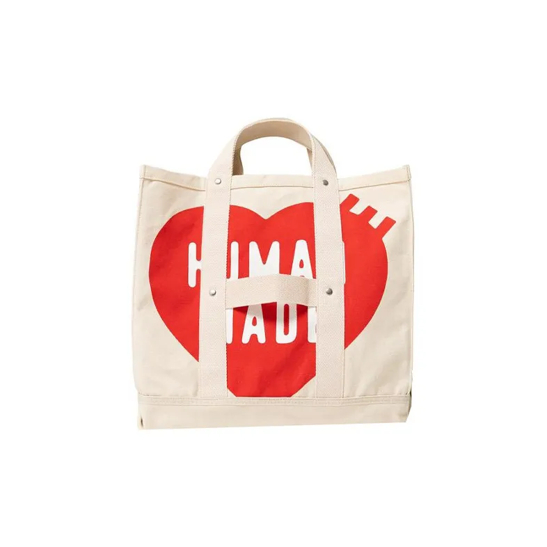 HUMAN MADE Canvas Bag Tote Bag Shopping Bag Shoulder Bag Handbag Medium Size Unisex Beige