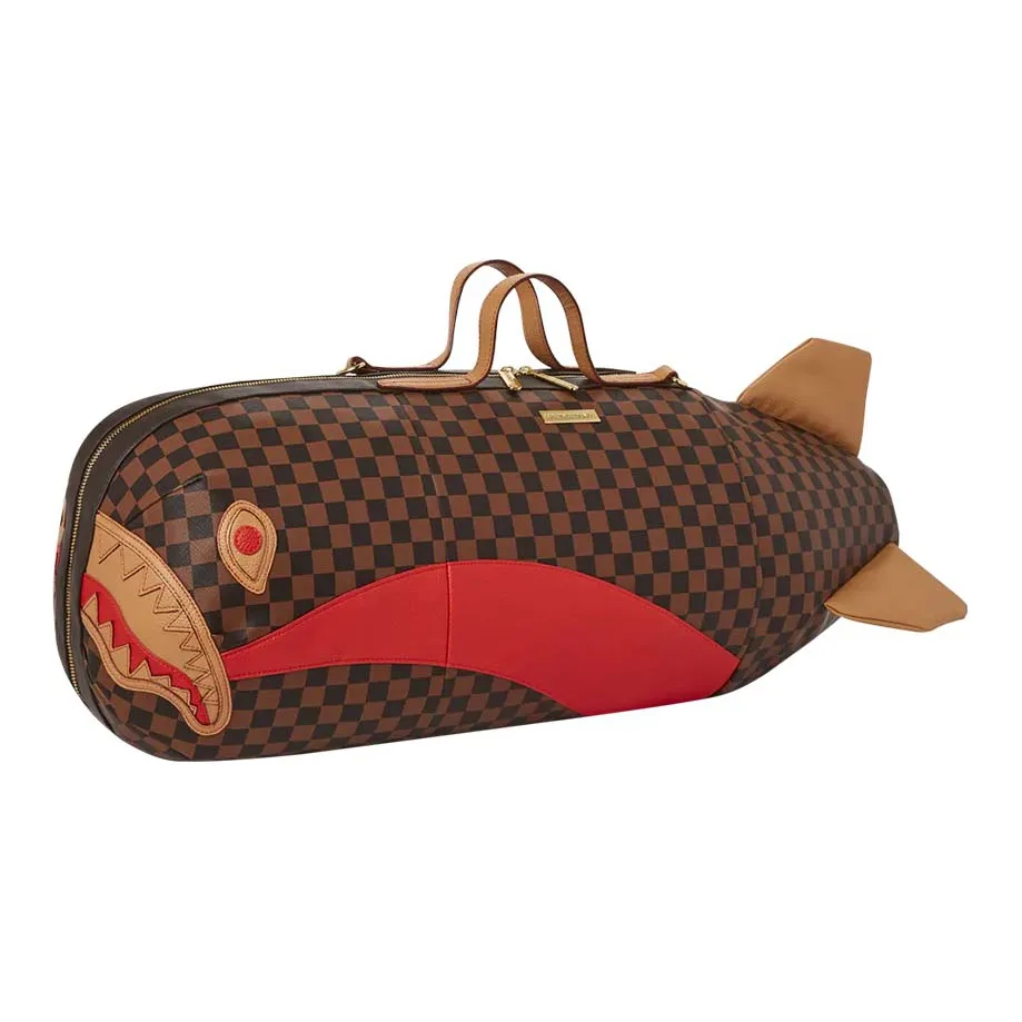 SPRAYGROUND PVC Travel Bag, Irregular Shaped Bag, Handbag Tubas Unisex Brown