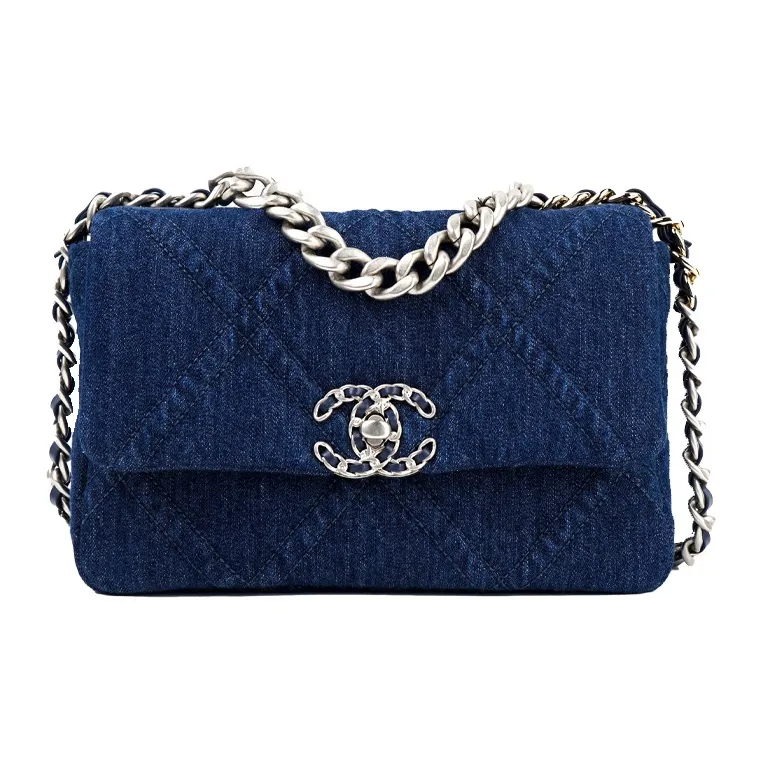 CHANEL 19Bag Denim Flap Bag, Shoulder Bag, Crossbody Bag Women's Dark Blue