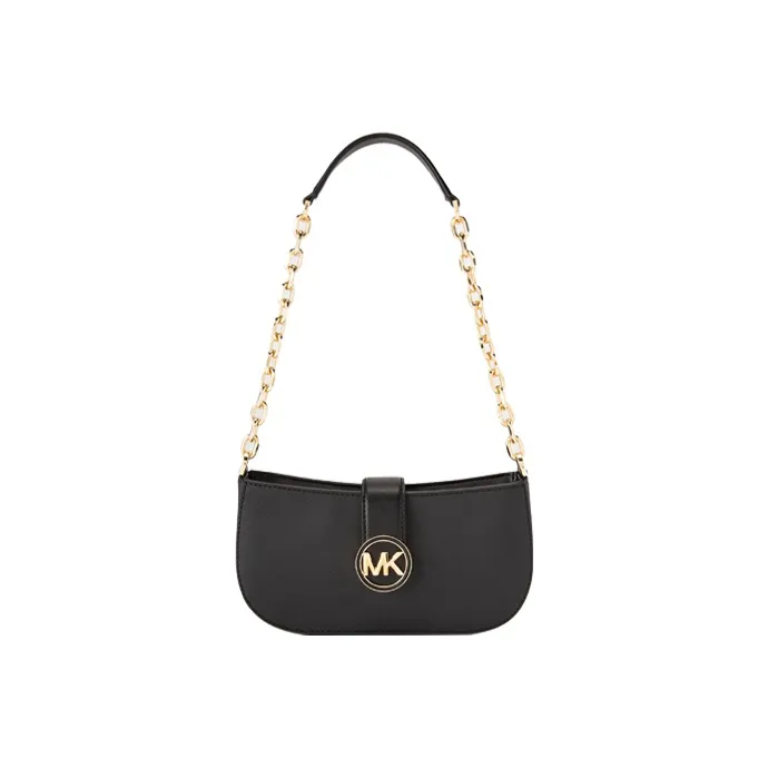 MICHAEL KORS Carmen Artificial Leather Crescent Bag, Shoulder Bag Women's Black