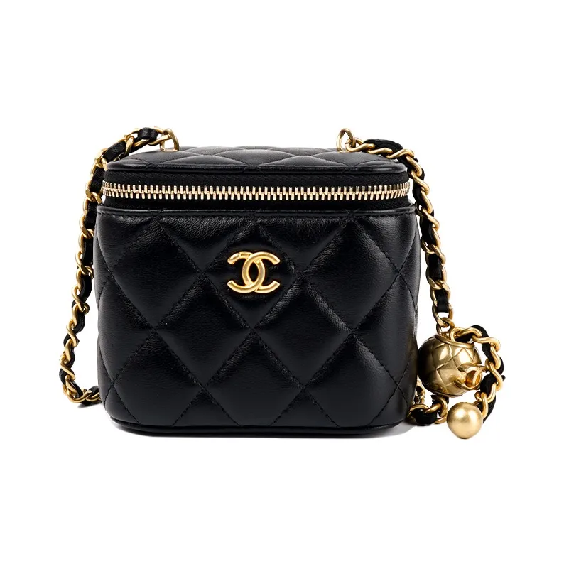 CHANEL Little Golden Ball Sheepskin Box Bag Crossbody Bags Shoulder Bags Women's Black