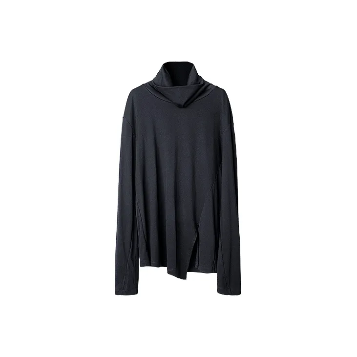 HUANXIANGZHE Длинный рукав Т-рубашка Унисекс Черный