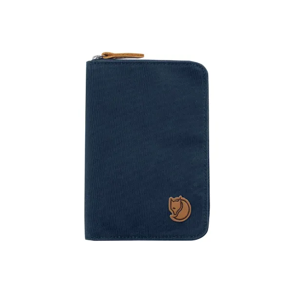 Fjallraven Cotton With Cow Leather Detail Passport Holder, Wallet Unisex Marine Blue