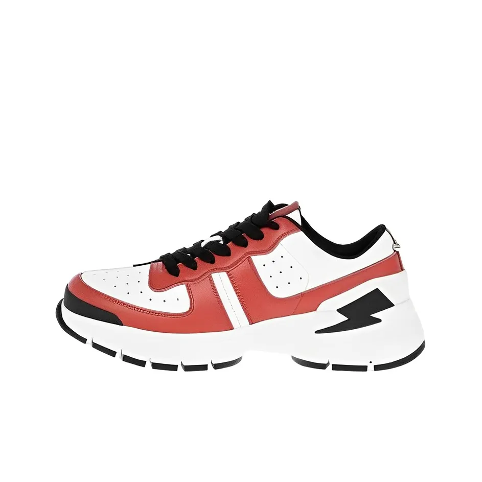Neil Barrett Casual Shoes Men Low-Top White Red