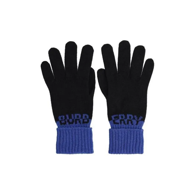 Burberry Knit Gloves Men's Blue/Black
