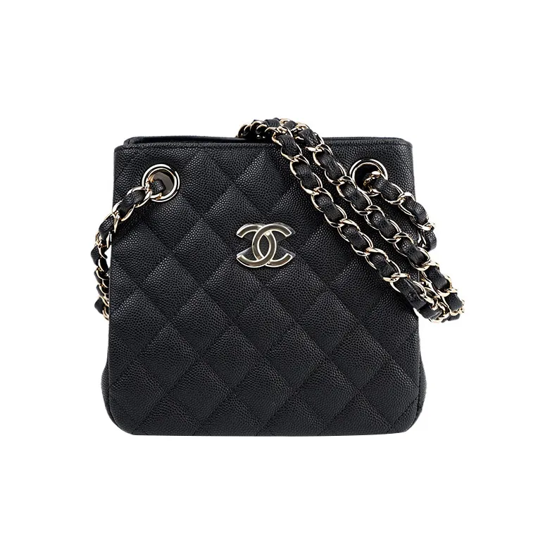 CHANEL Grained Embossed Cow Leather Hobo Bag Tote Bag Shopping Bag Crossbody Bag Shoulder Bag Women's Black