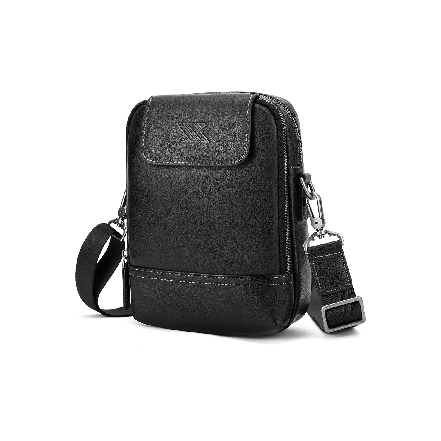 NOMK Top Коровья кожа Натуральная кожа Одно плечо Сумка через плечо Sling Сумка Маленькая Унисекс Черная