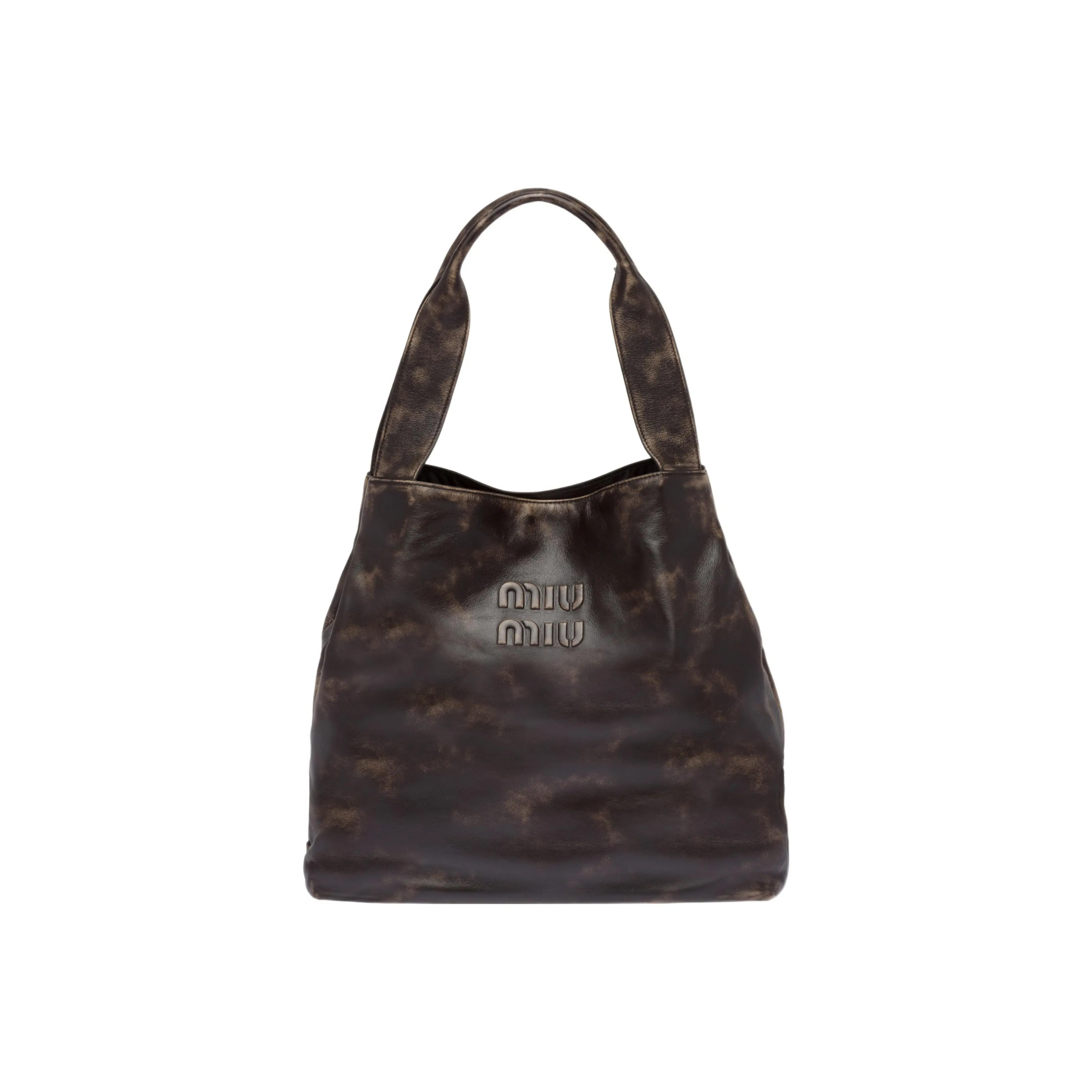 MIU MIU Leather Tote Bag, Shopping Bag, Handbag, Shoulder Bag Tubas Women's Sand/Coffee