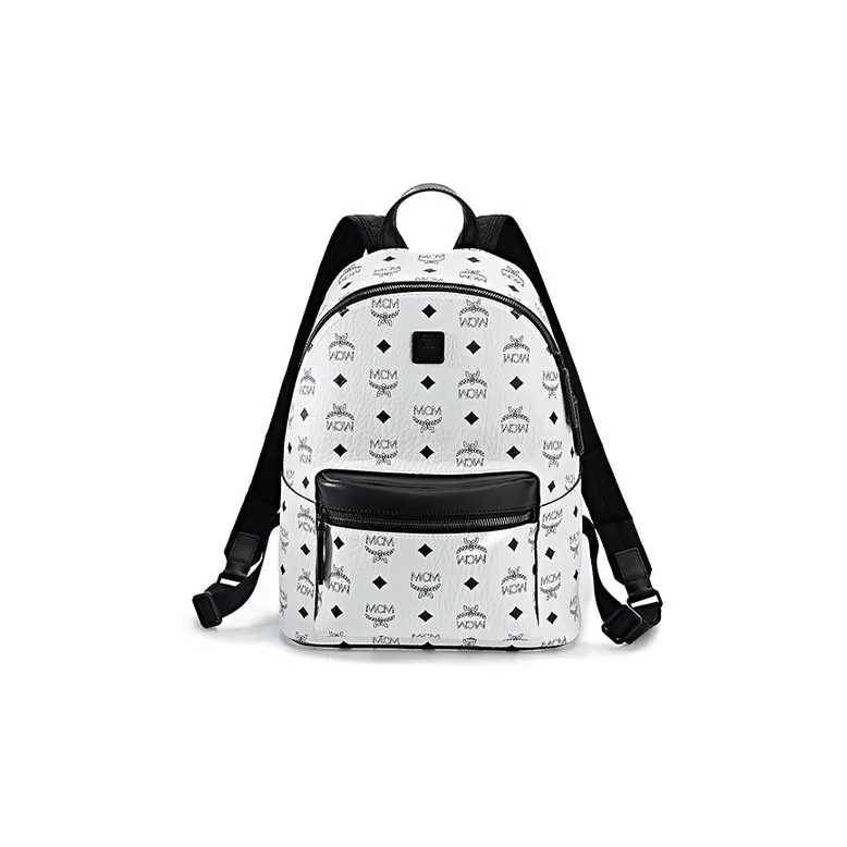 MCM Coated Canvas Backpack Trumpets Unisex White