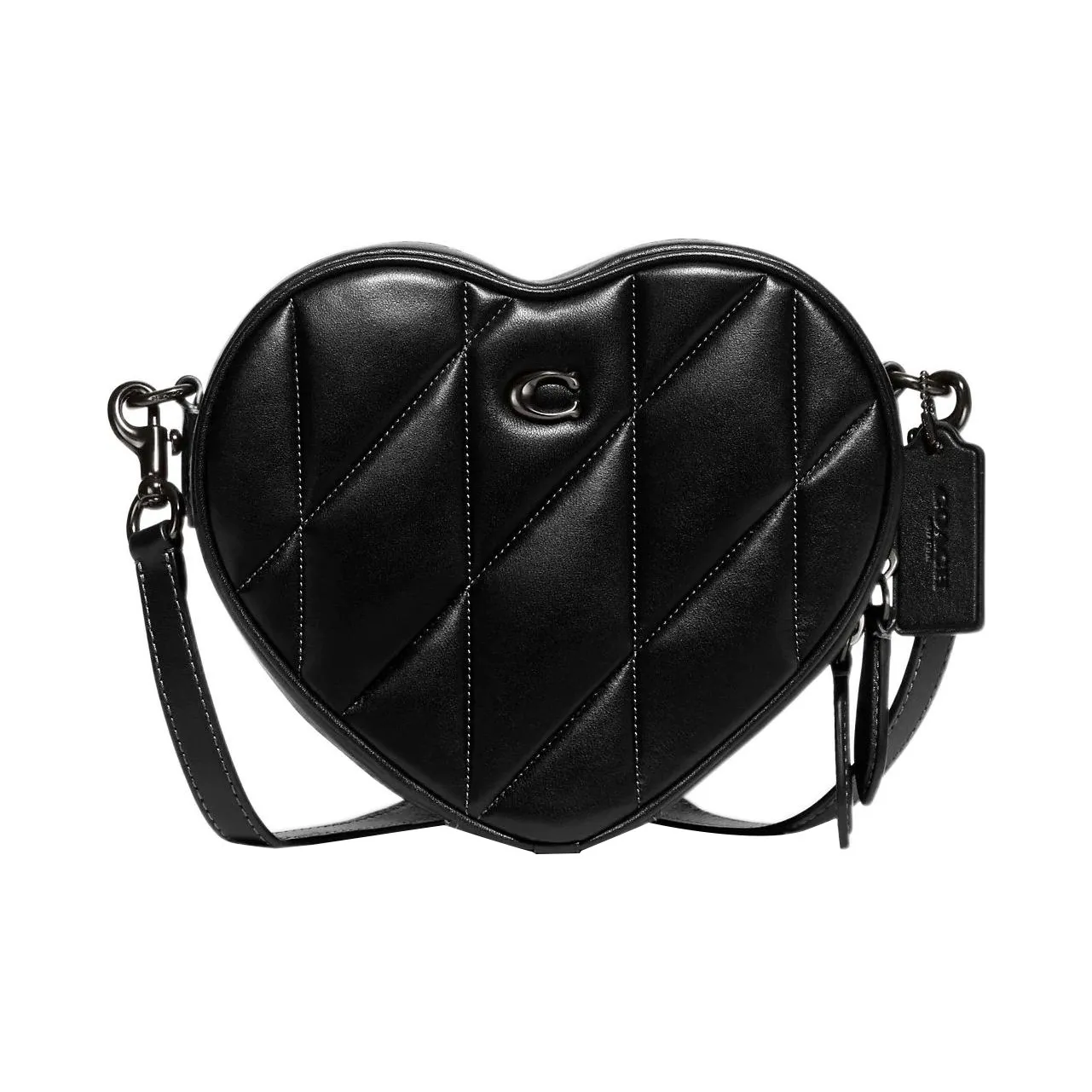 coach Anniversary Heart Sheepskin With Cow Leather Heart Shaped Bag, Shoulder Bag, Crossbody Bag Trumpets Women's Black