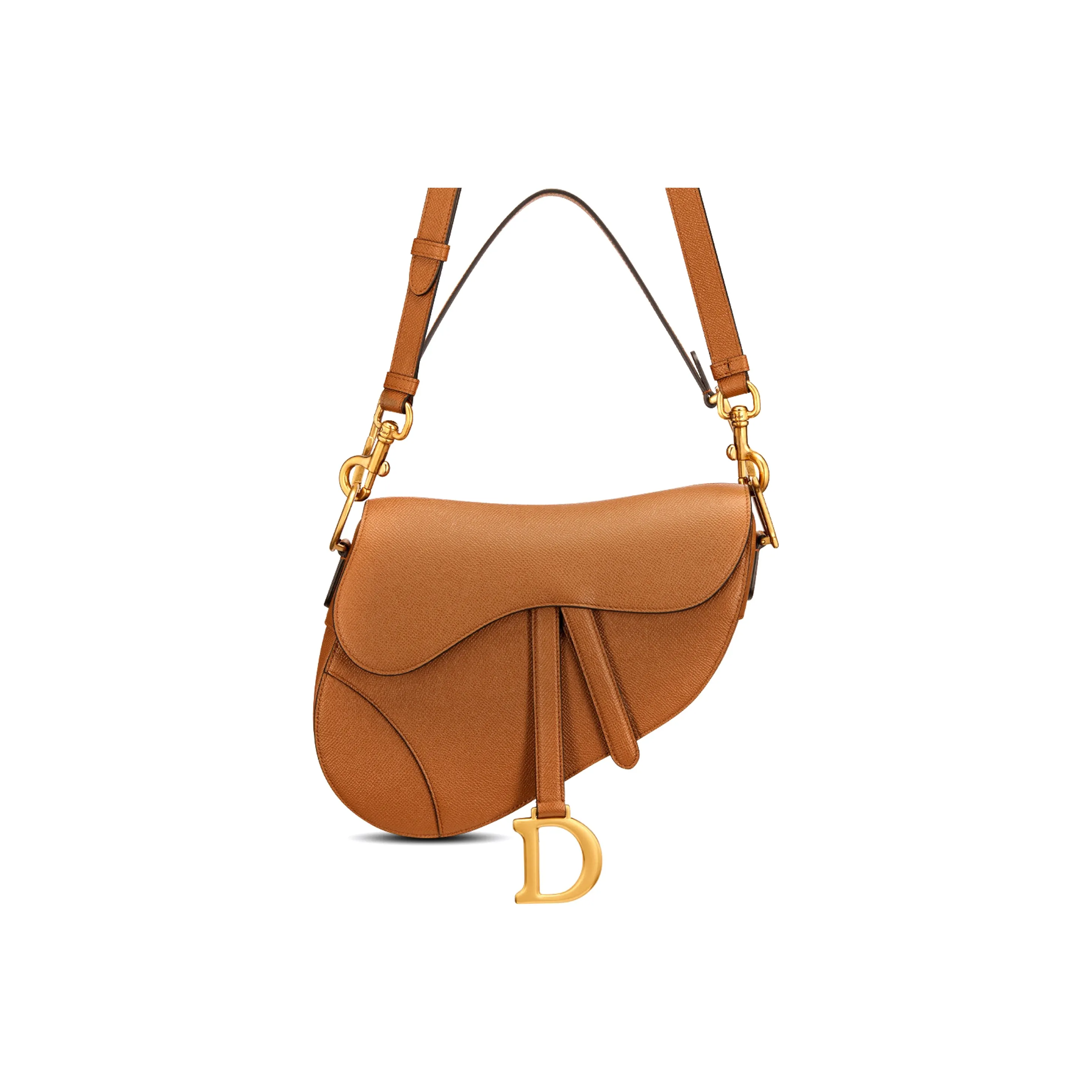 DIOR Saddle Grained Calfskin Saddle Bag, Shoulder Bag, Crossbody Bag, Handbag Women's Cognac