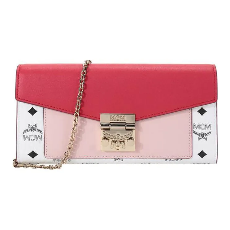 MCM Patricia Visetos Leather Chain Bag, Wallet, Crossbody Bag Small Size Women's White