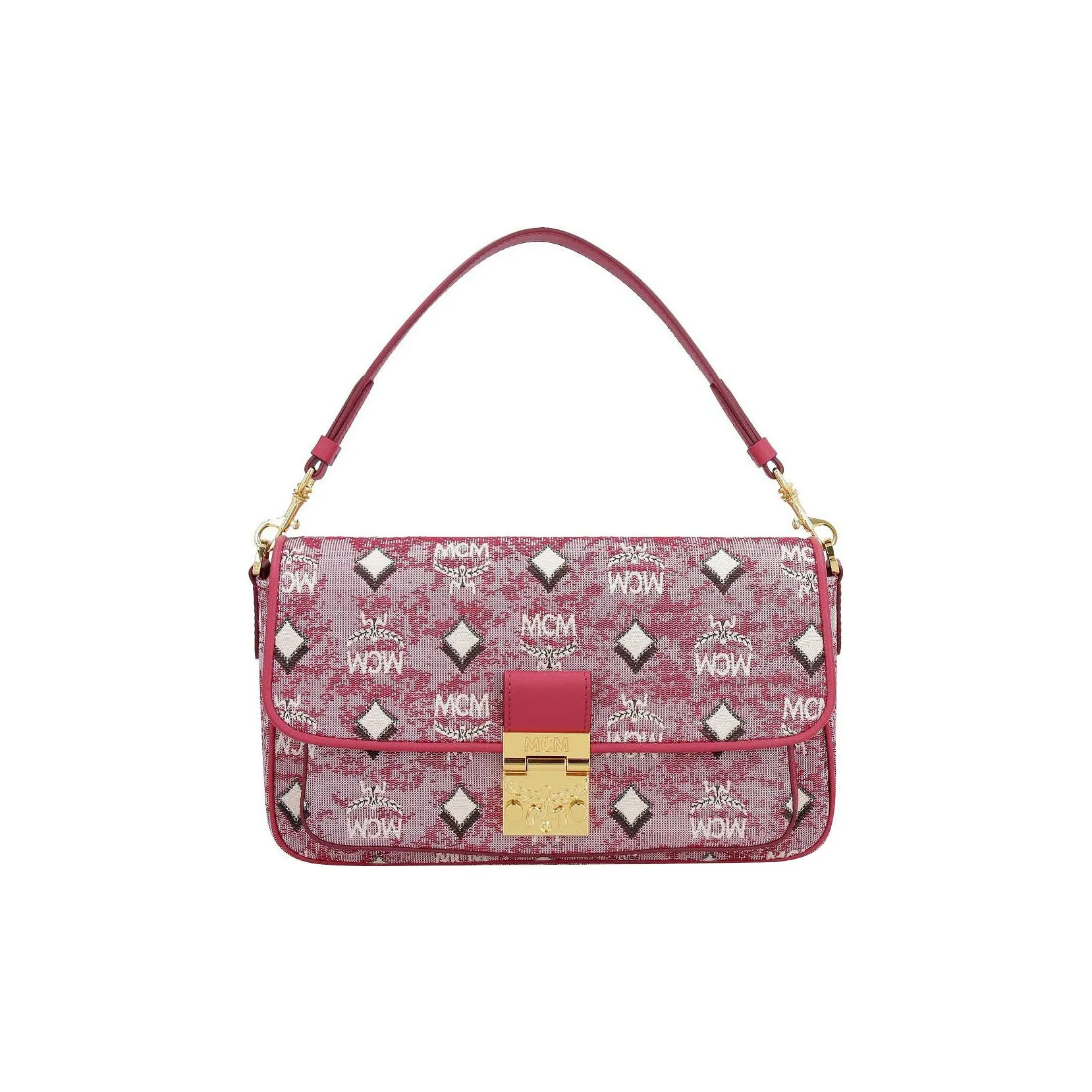 MCM Ткань Ручная Сумка Сумка через плечо Сумка на плечо Средний Женская Красная