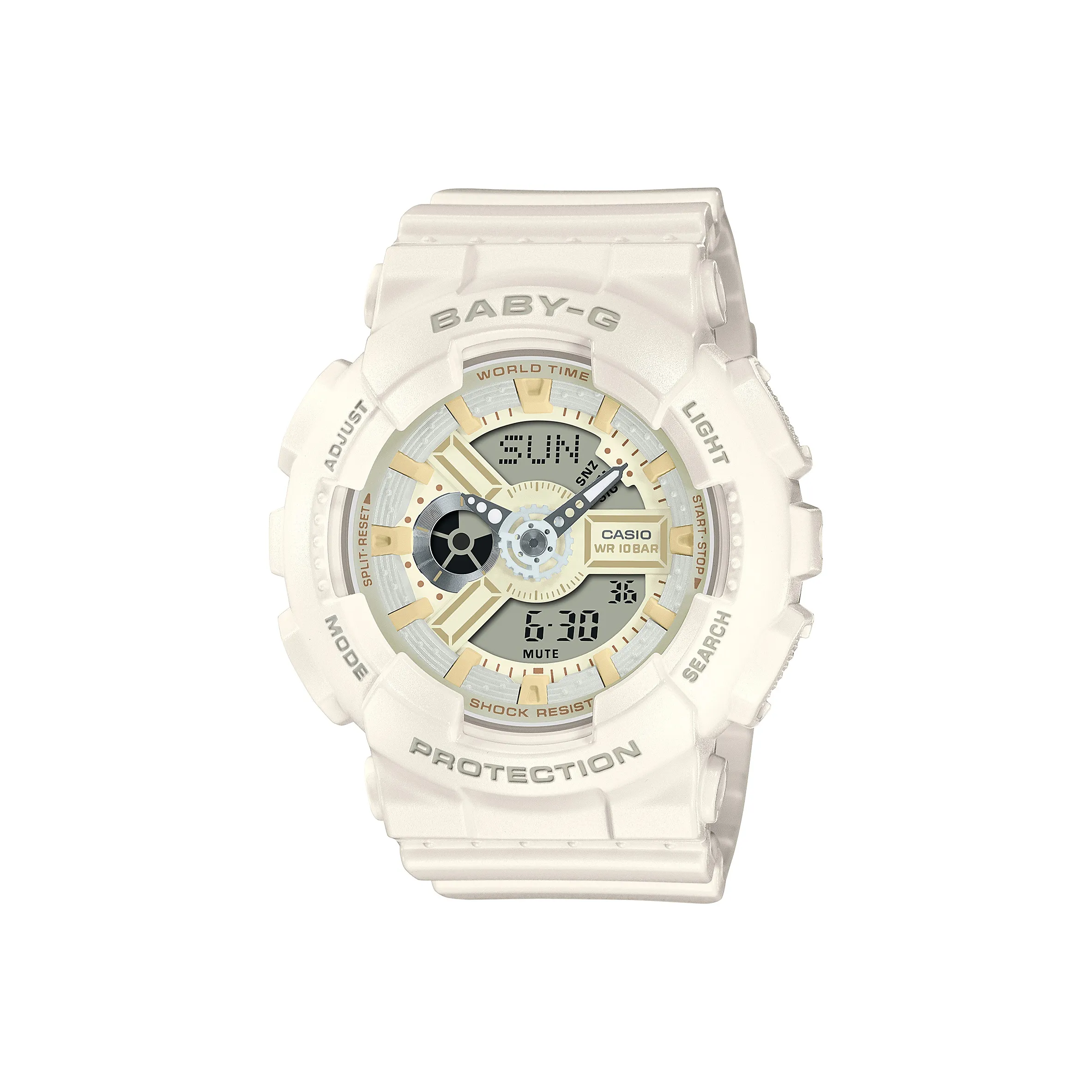 Casio Малыш G Шоколадная тема Коллекция Кварцевый механизм Смольный ремешок Часы Женские часы Белый циферблат