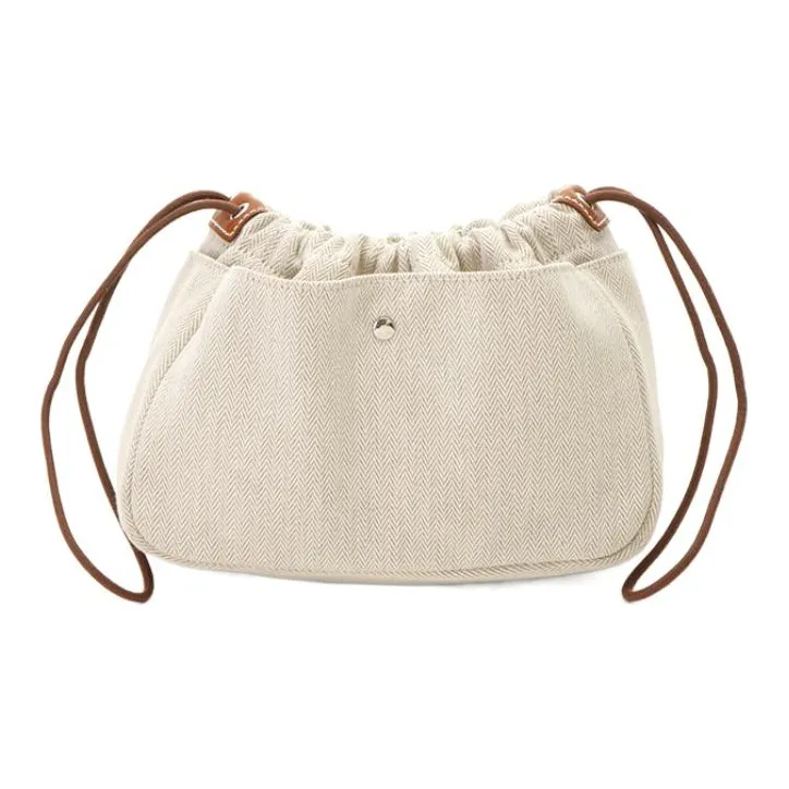 HERMES Garden Party Canvas With Calfskin Garden Bag Canvas Bag Insert Clutch Women's Beige