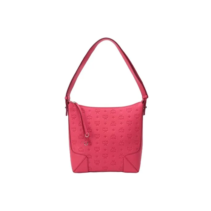 MCM Leather, Cow Leather Handbag, Crossbody Bag, Shoulder Bag Medium Size Women's Red