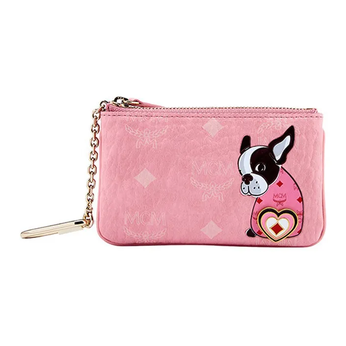 MCM Visetos Покрытый холст с кожей наппа цветовая комбинация Key Pouch стандартный женский розовый