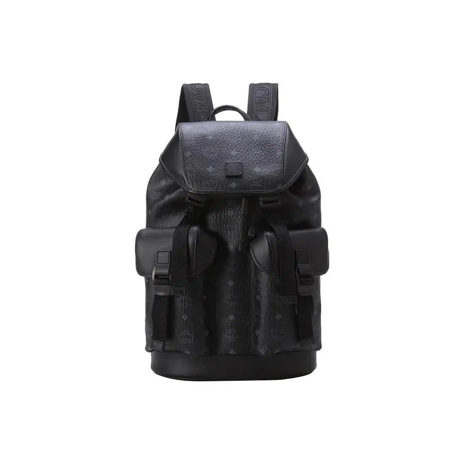 MCM Brandenburg Visetos Cow Leather Backpack Medium Size Men's Black