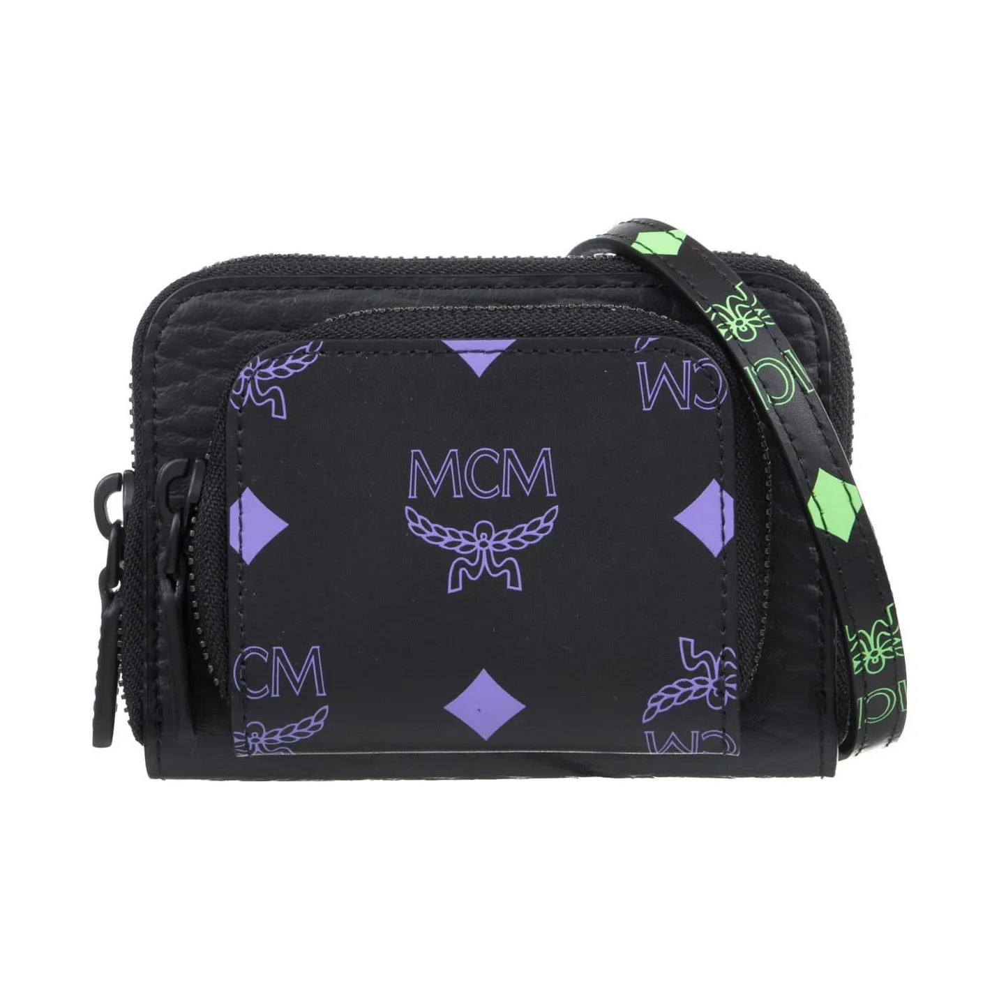 MCM Visetos Leather Wallet Mini Women's Purple