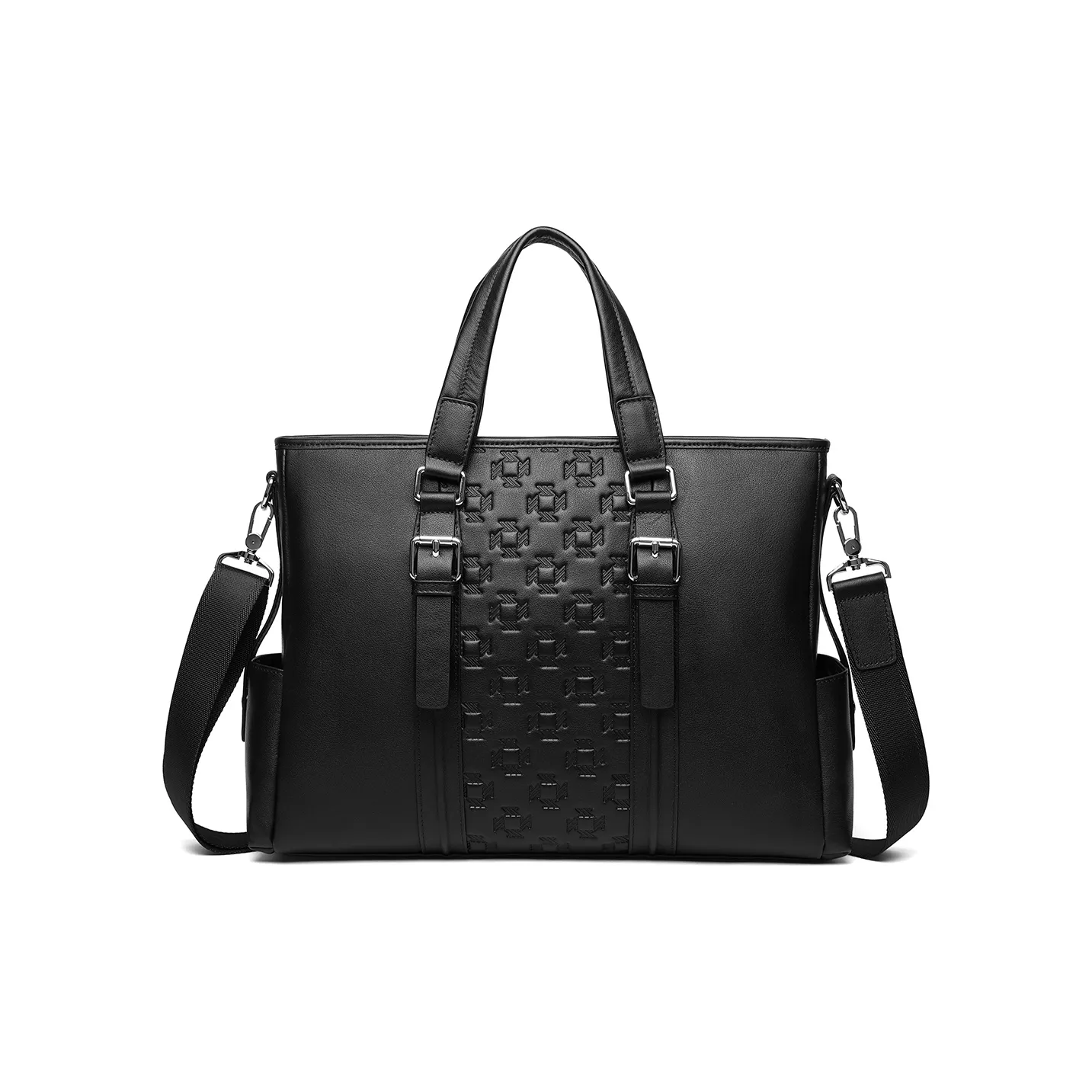 NOMK Сумка для ноутбука из крупнозернистой текстуры коровьей кожи портфель сумка через плечо сумка большая мужская черная