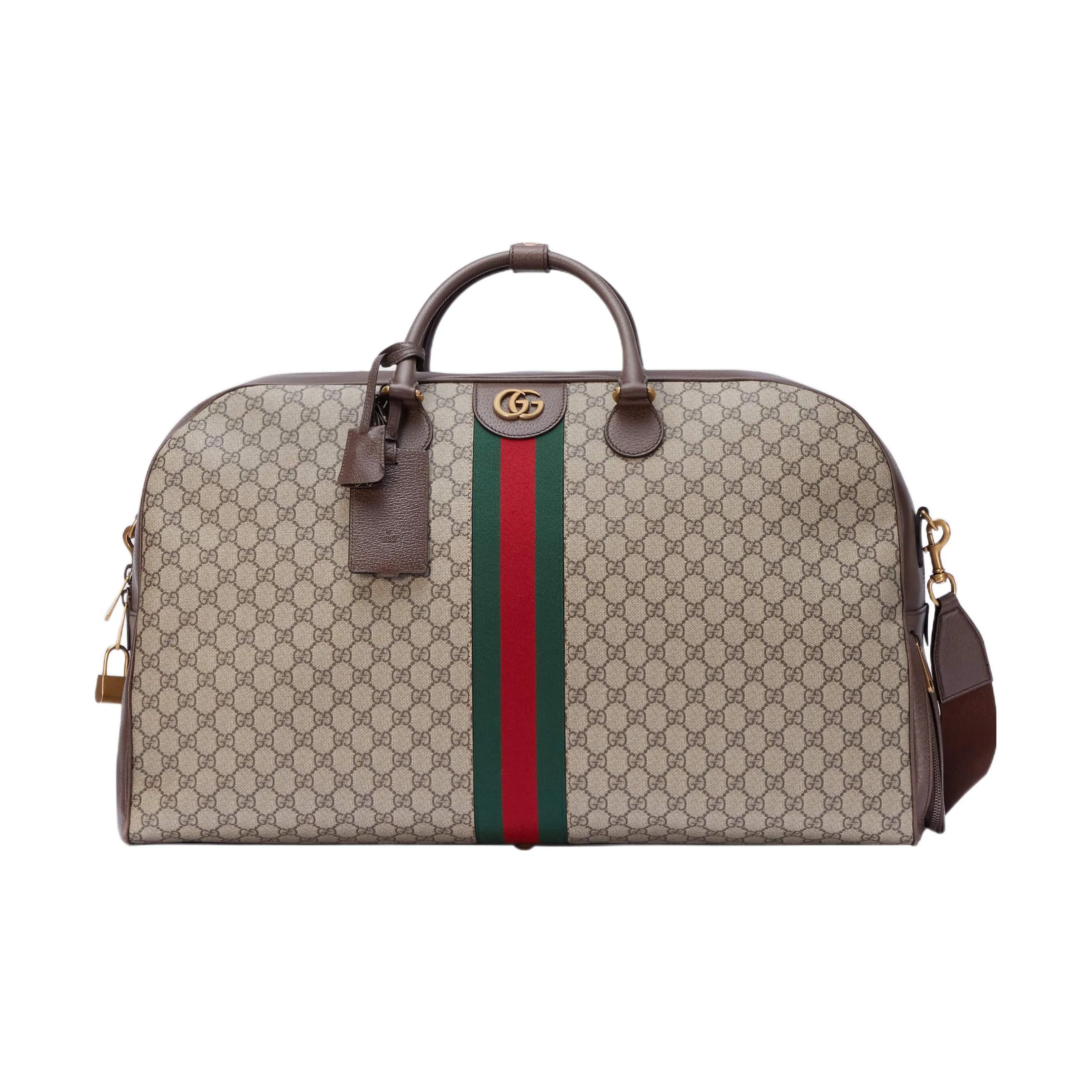 GUCCI Canvas With Leather Shoulder Bag, Crossbody Bag, Handbag, Travel Bag Extra Large Men's Brown