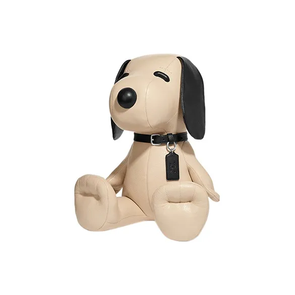 COACH Peanuts Snoopy Collaboration Pebbled Leather With Coated Canvas Bag Accessories Women's White & Black