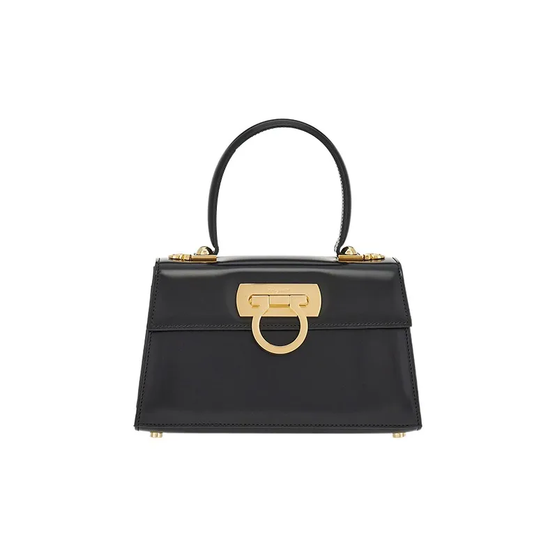 FERRAGAMO Cow Leather Shoulder Bag Crossbody Bag Handbag Women's Black