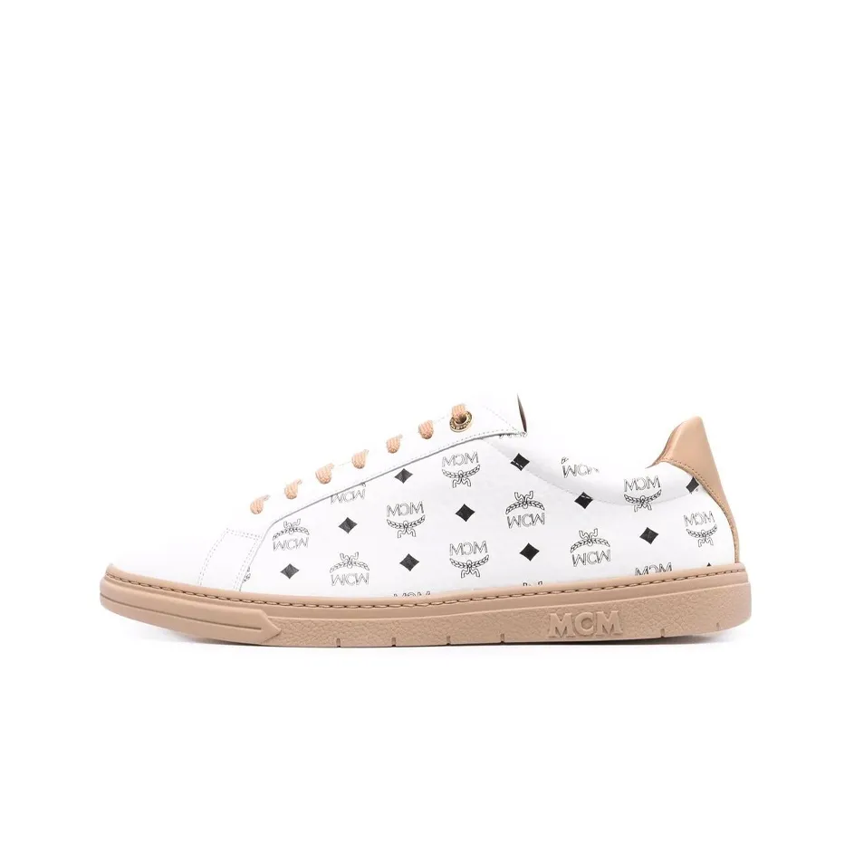 MCM Skateboard Shoes Men Low Top Beige