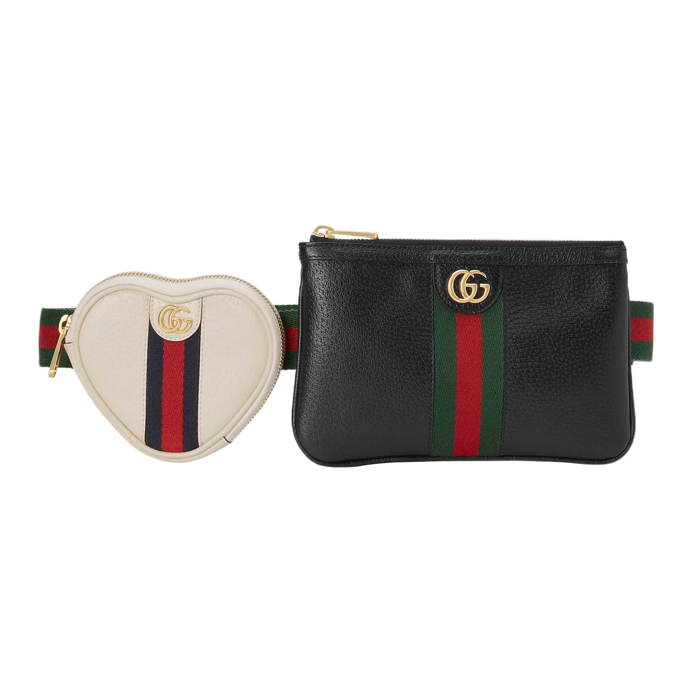 GUCCI Ophidia Leather Coin Purse Combo Bag, Clutch, Fanny Pack Women's Black/White