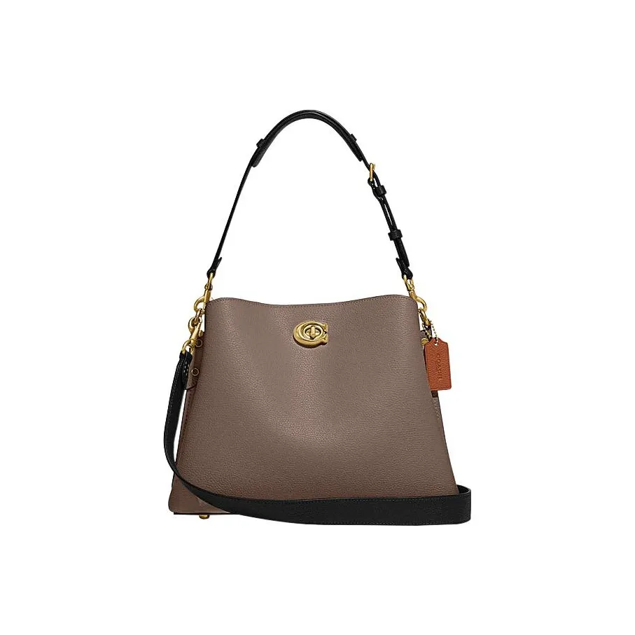 COACH Willow Cow Split Leather Portable Crossbody Bag Shoulder Bag Women's Brown/Black