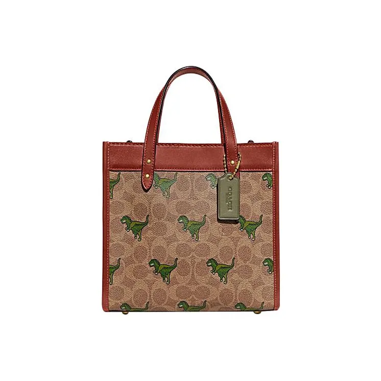 COACH Field Canvas Artificial Leather Tote Bag Shopping Bag Shoulder Bag Crossbody Bag Handbag Small Size Women's Tan