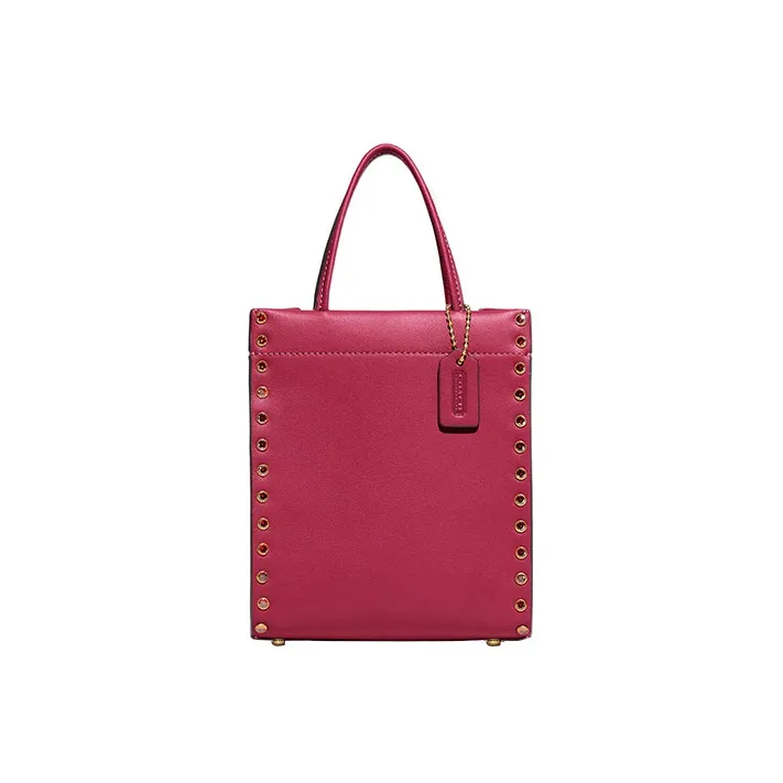 COACH Cashin Дубленая кожа Перчатка Сумка-тоут Сумка для покупок Сумка через плечо Сумка мини Женская Розово-красная