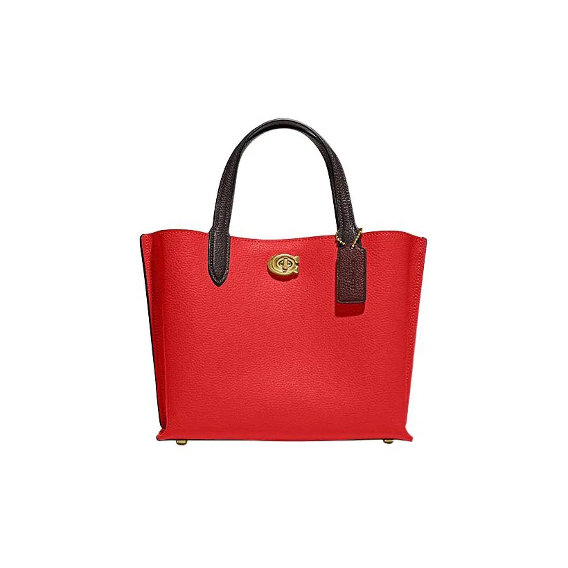 COACH Willow Спилок Коровьей Кожи Тоут Сумка Сумка для покупок Сумка через плечо Сумка среднего размера Женская Красная