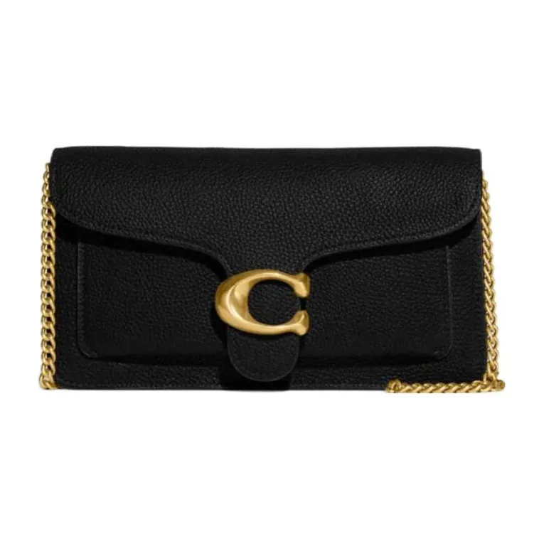 COACH Cow Leather One Shoulder Crossbody Clutch Trumpets Women's Black