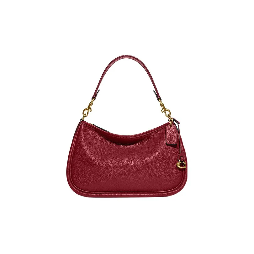 COACH Soft Pebbled Leather Handbag, Shoulder Bag, Crossbody Bag Tubas Women's Cherry Red