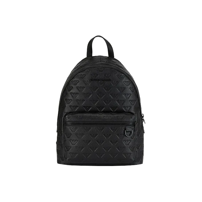 EMPORIO ARMANI Cow Leather Backpack Men's Black