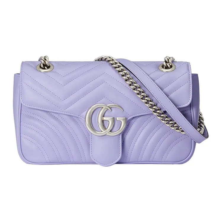 GUCCI GG Marmont Leather Crossbody Bag, Shoulder Bag Women's Light Purple