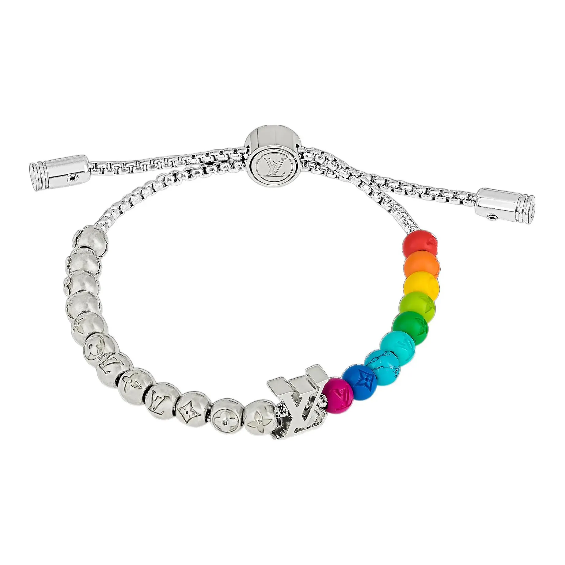LOUIS VUITTON Beads Bracelet Men's Silver