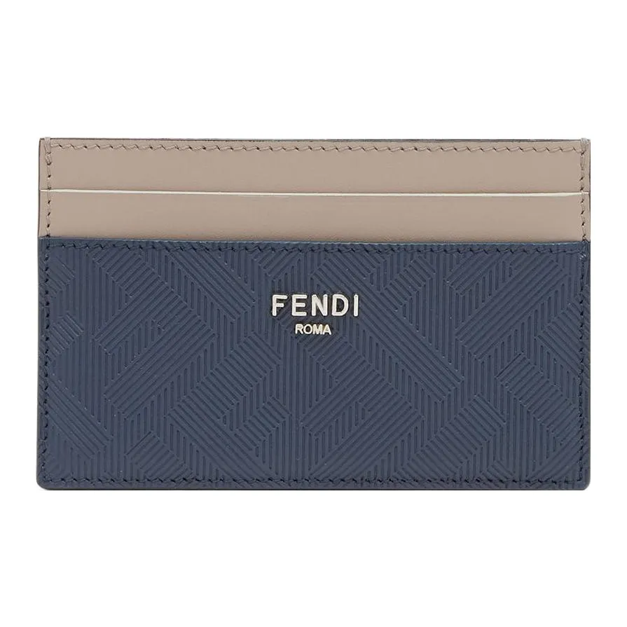 FENDI Телячья кожа Держатель для карт Держатель для карт Мужской Синий и Бежевый