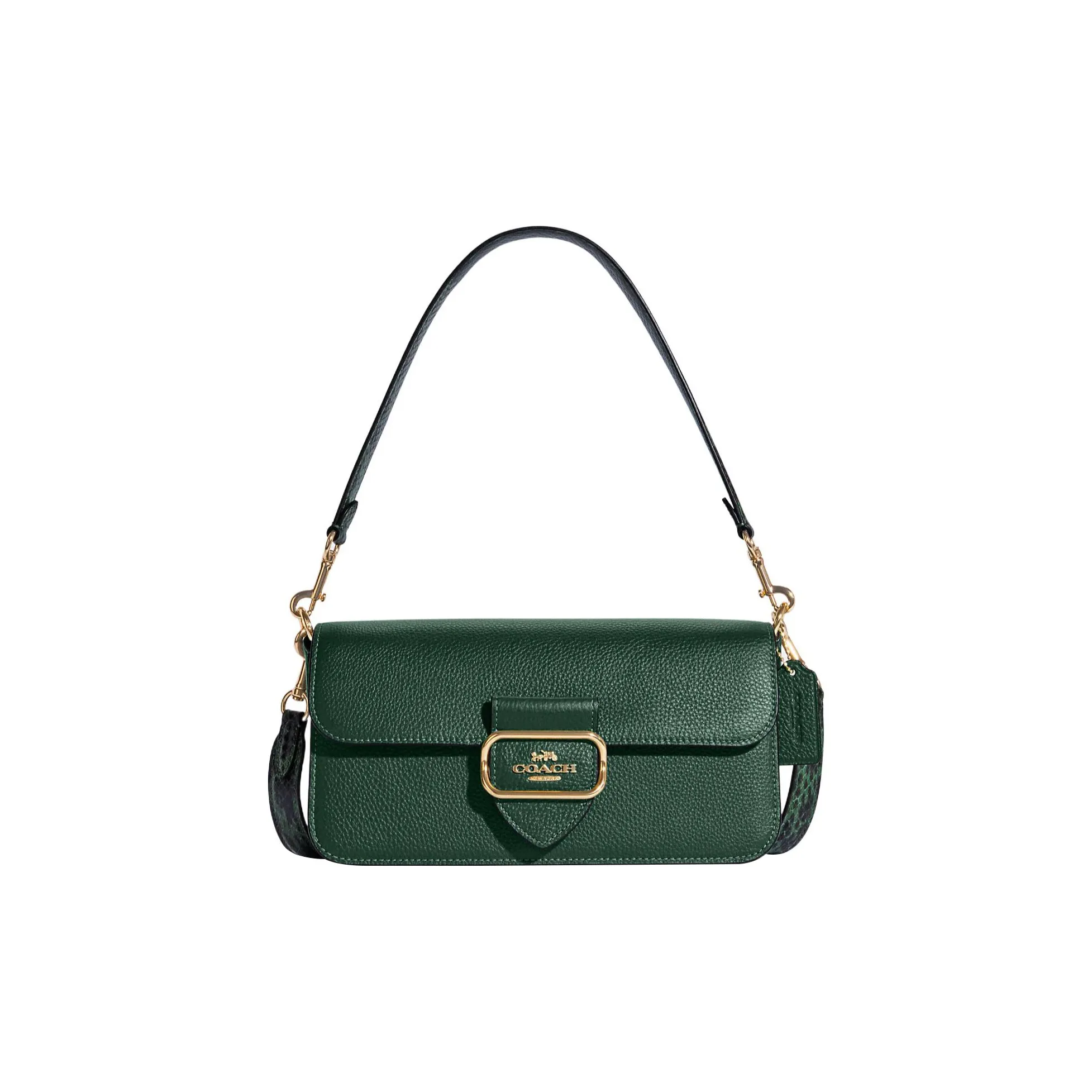 COACH Cow Leather Portable Crossbody Bag Shoulder Bag Women's Dark Green
